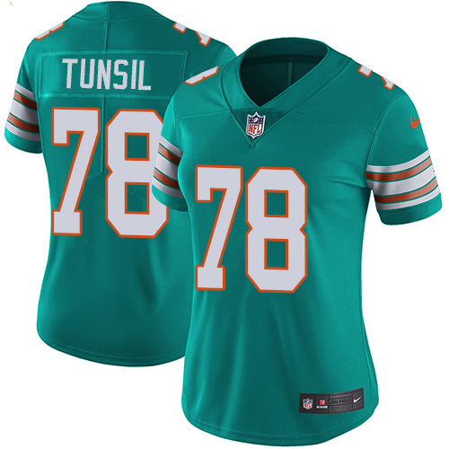 Nike Miami Dolphins 78 Laremy Tunsil Aqua Green Alternate Women Stitched NFL Vapor Untouchable Limited Jersey